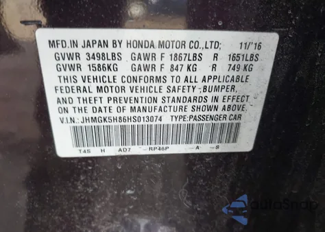 2017 Honda Fit Ex-L from USA, damaged, VIN JHMGK5H86HS013074
